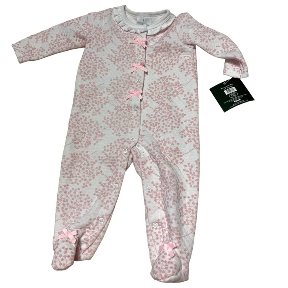 Laura Ashley pink white floral feeted‎ sleeper 3-6months